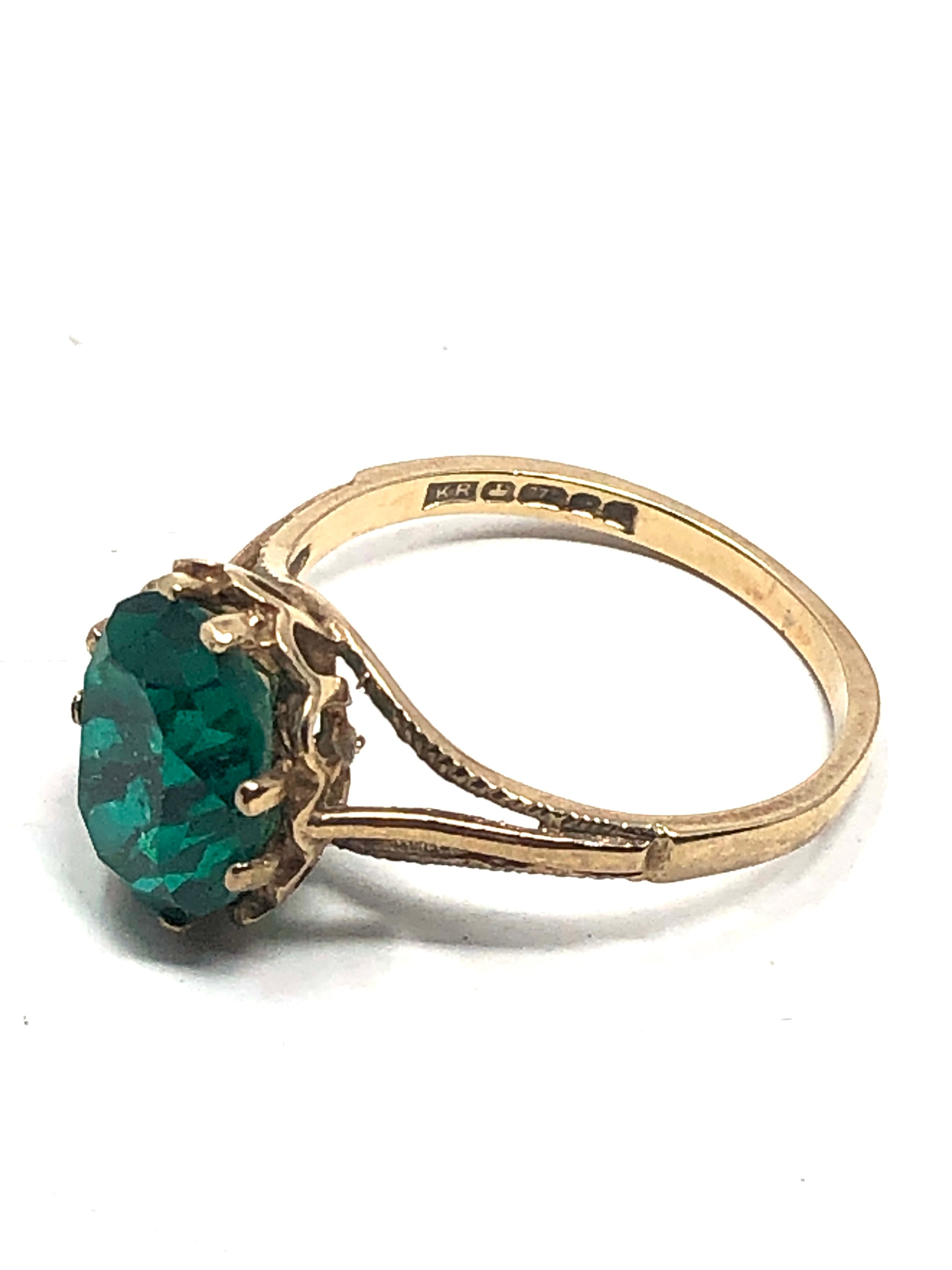 9ct gold vintage green paste ring (2.1g) - Bild 2 aus 3