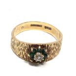 9ct gold spinel & emerald ring (3.5g)