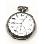 Antique silver Zenith 24 hour dial open face pocket watch in working order