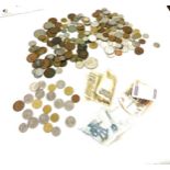 Selection of vintage and later coins and bank notes etc