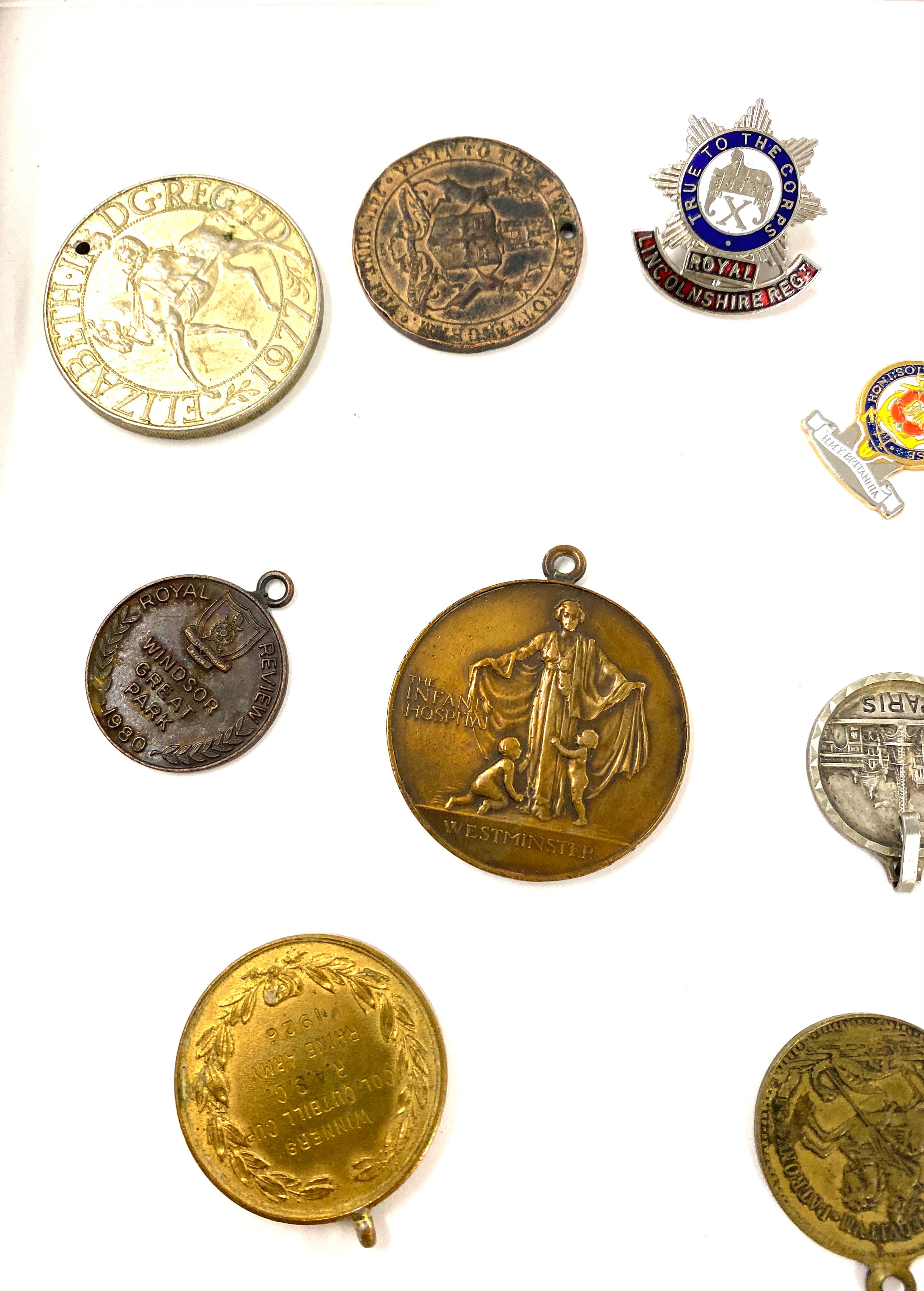 Selection of vintage and later fobs/ medals includes silver fob, the infants hospital medal etc - Image 4 of 7
