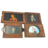 4 vintage wooden framed slides