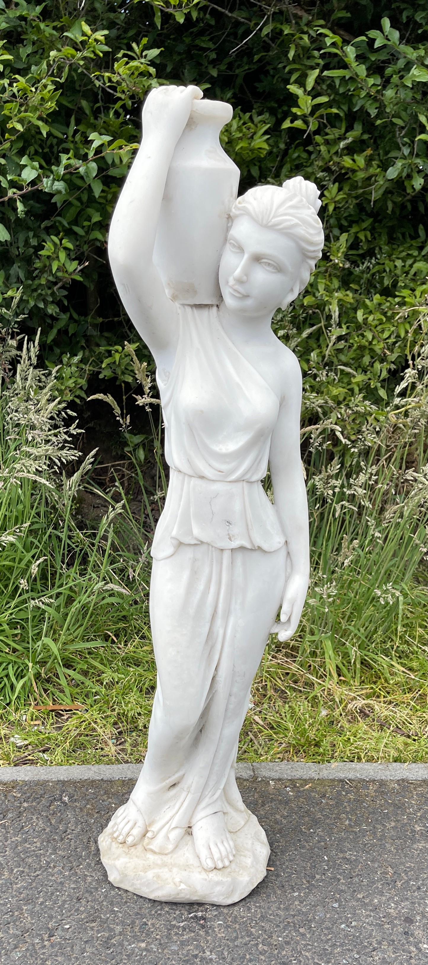 White composite lady figurine / statue, overall approximate height 31 inches