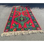 Large vintage Chilim Rug measures approx length 127 inches by 72 inches