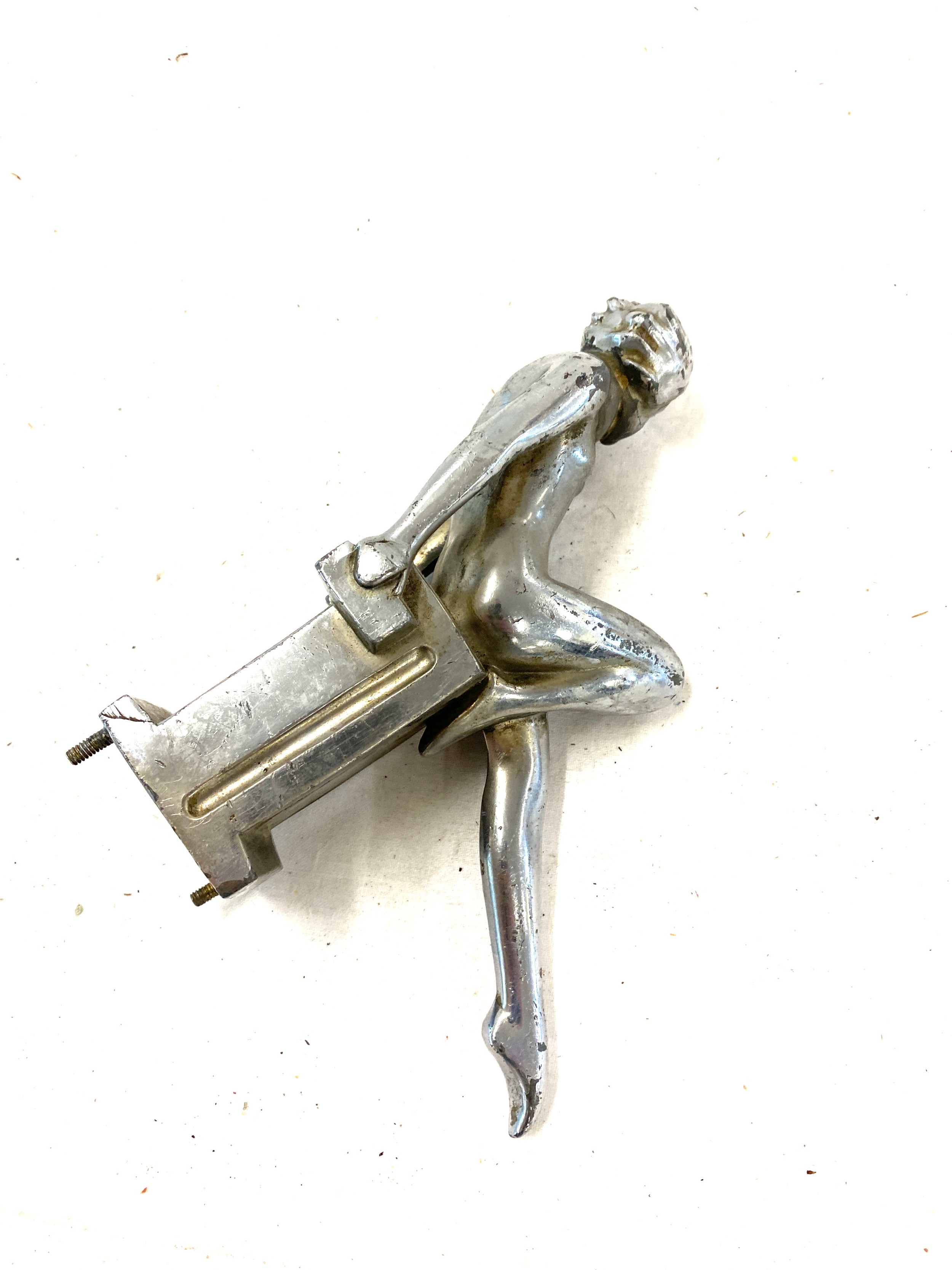Vintage lady mascot, damaged leg as seen in images measures approx 6 inches tall by 6 inches wide - Image 4 of 5