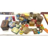 Large selection of vintage advertising and other tins