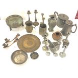 Selection of metalware to include candle sticks etc