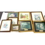 Selection of assorted framed pictures, largest measures approx 16 inches wide by 18.5 inches tall