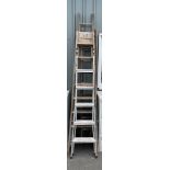 Selection of assorted ladders includes wooden ladders and black and decker ladders