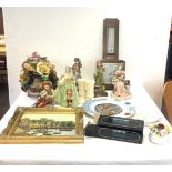 Selection of ornaments, to include Goebel, Signed painting, wall hanging barometer, Olympus XA2,