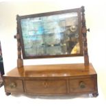 Georgian rose wood 3 drawer toilet mirror with key