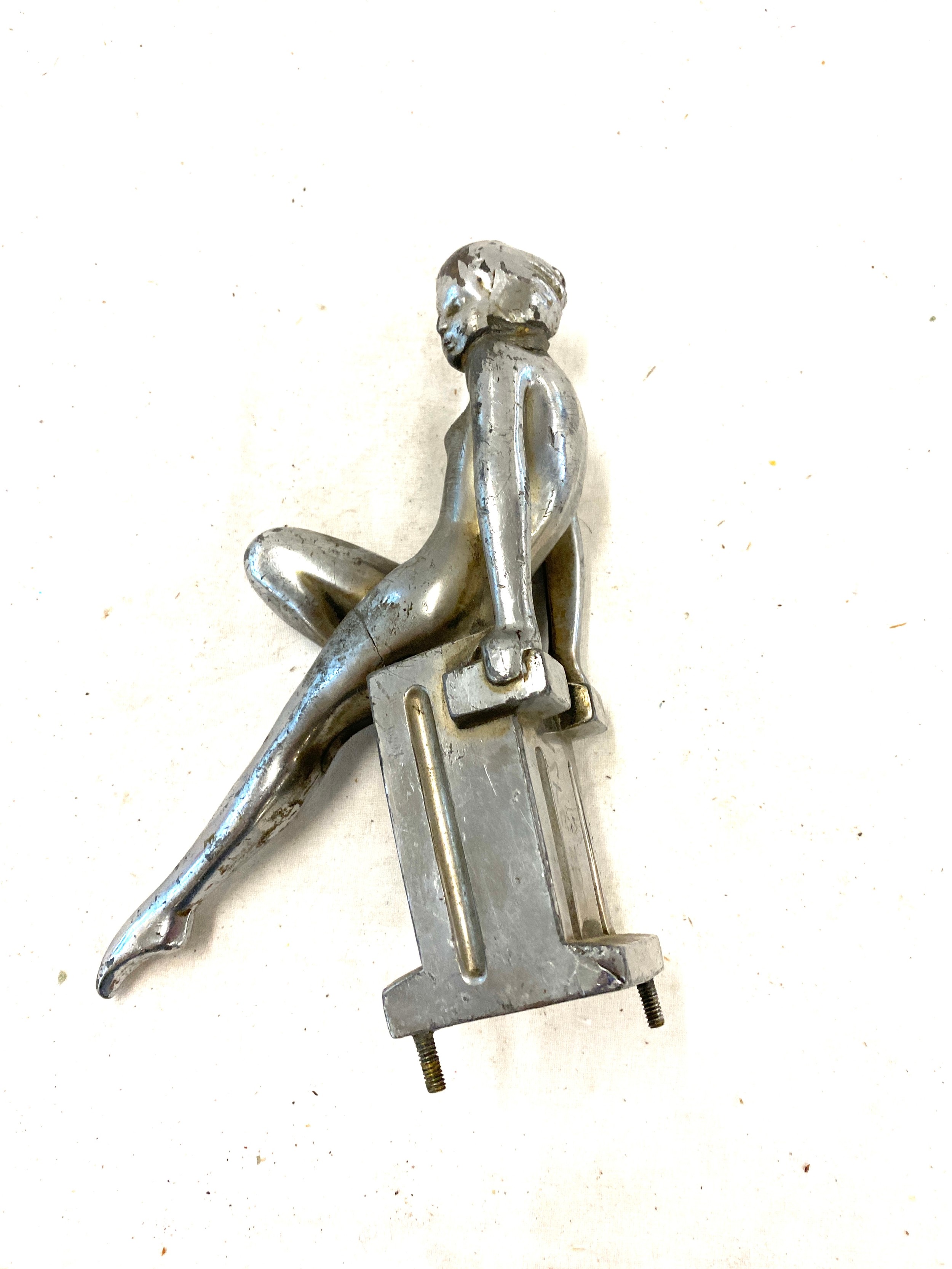 Vintage lady mascot, damaged leg as seen in images measures approx 6 inches tall by 6 inches wide - Image 2 of 5