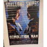 Vintage Stallone Snipes demolition man poster measures approx 29 inches by 6.5inches