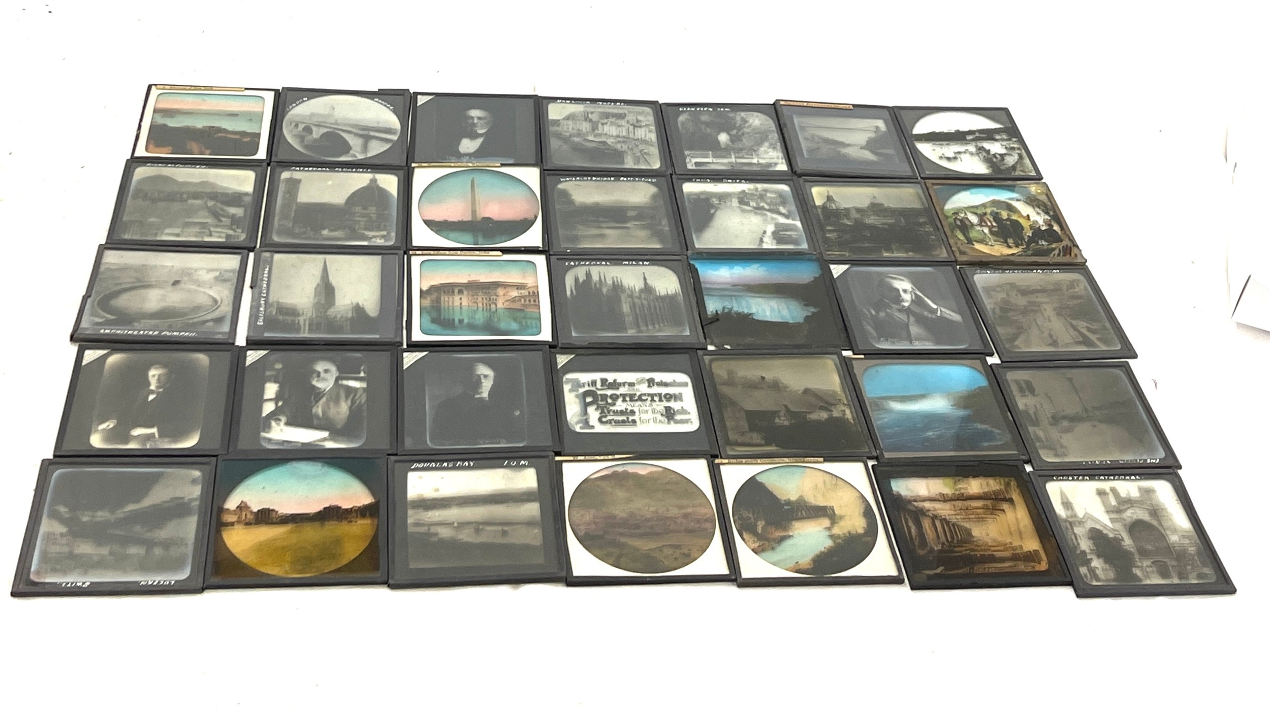 Selection of vintage slides to include some with moving eyes, Cathedral Florence, Harborough of