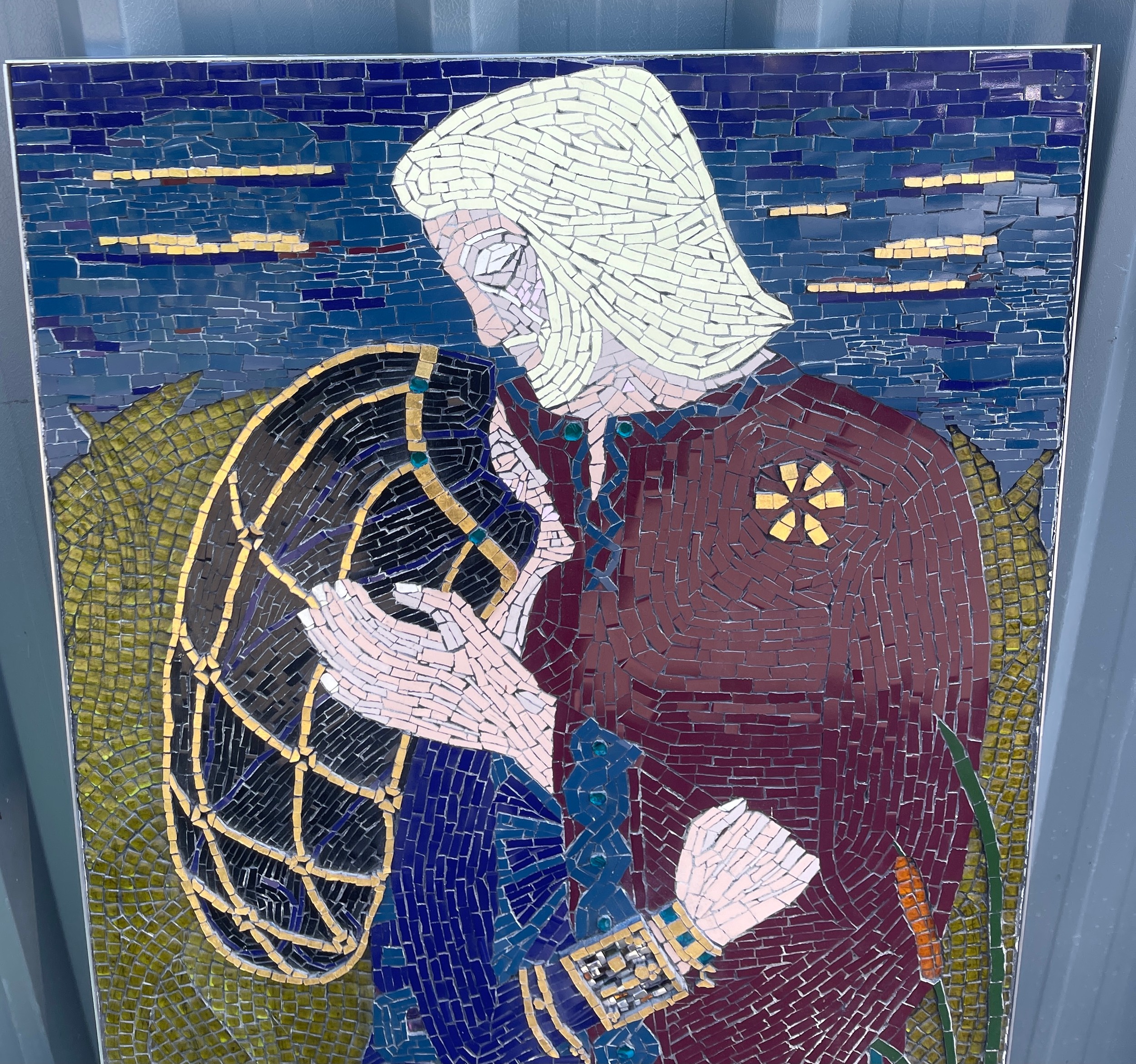 Large mosaic picture measures approx 48 inches tall by 24 inches tall - Image 4 of 4