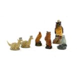 Selection of miniatures to include Beswick and Wade, Loch Ness, Eagle, bear and Seal all with