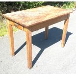 Farm house kitchen table with drawer measures approx 30 inches tall 42 inches wide 23.5 inches depth