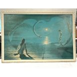 Framed Wings of love signed S Pearson 72 painting Height 26 inches, Width 38.5 inches