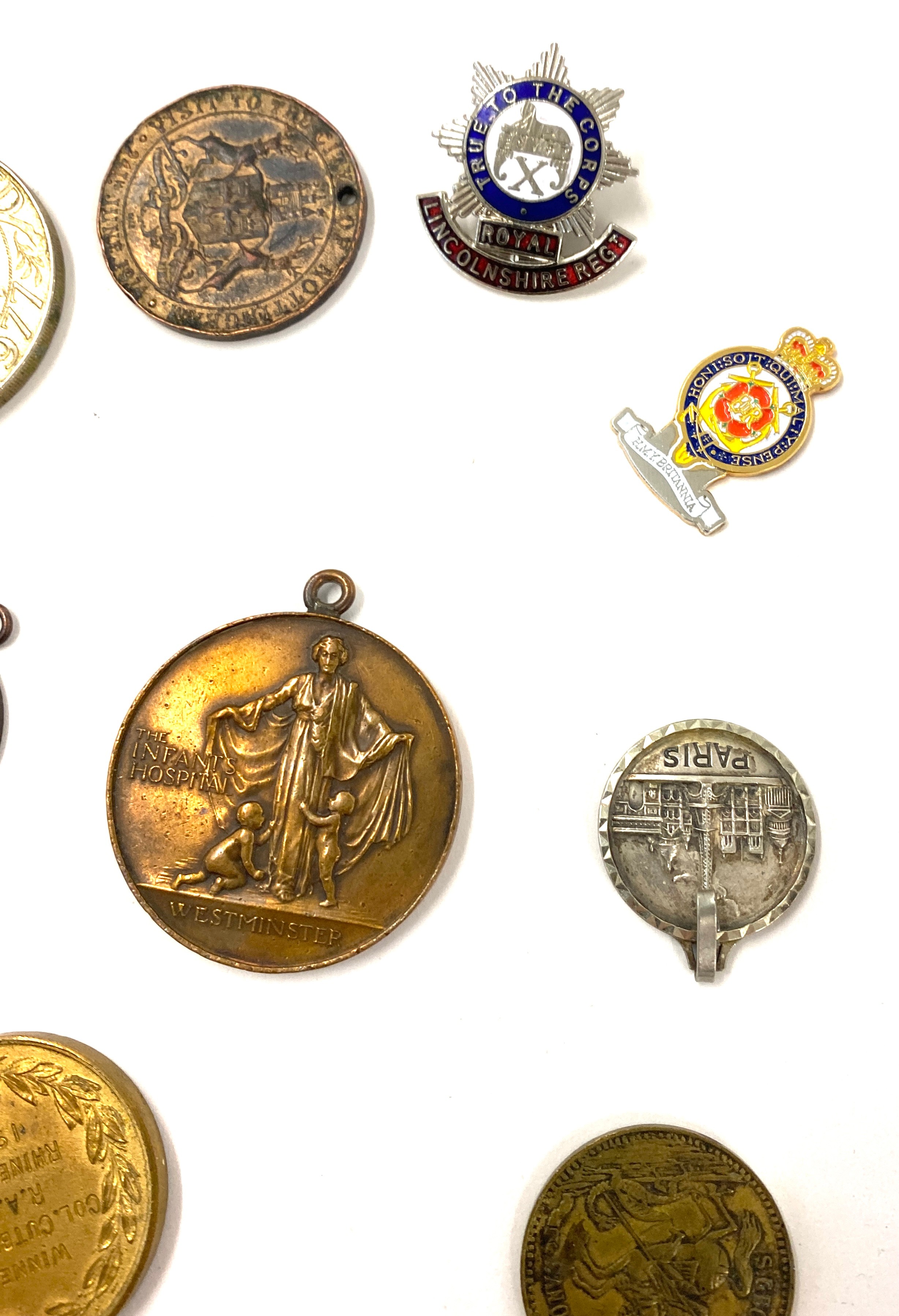 Selection of vintage and later fobs/ medals includes silver fob, the infants hospital medal etc - Image 3 of 7