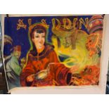 Vintage Aladdin poster by Taylors of Wombwell, Barsnley, Yorkshire c 1930s measures approx 30 inches