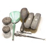 selection of silver items inc enamel brush ,brushes etc