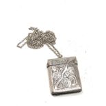 Antique silver vesta case on chain