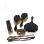 silver & tortoiseshell brush set etc