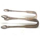 2 antique silver sugar tongs