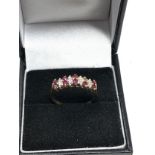 9ct gold diamond & ruby ring weight 2g missing 1 stone