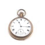 Antique gold plated open face waltham traveller pocket watch the watch is ticking