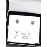 Fine platinum & diamond stud earrings 0.30ct diamonds