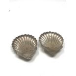 2 antique silver oyster shell dishes