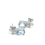 9ct white gold diamond & topaz stud earrings (2.7g)