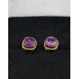 9ct gold amethyst earrings weight 1.1g