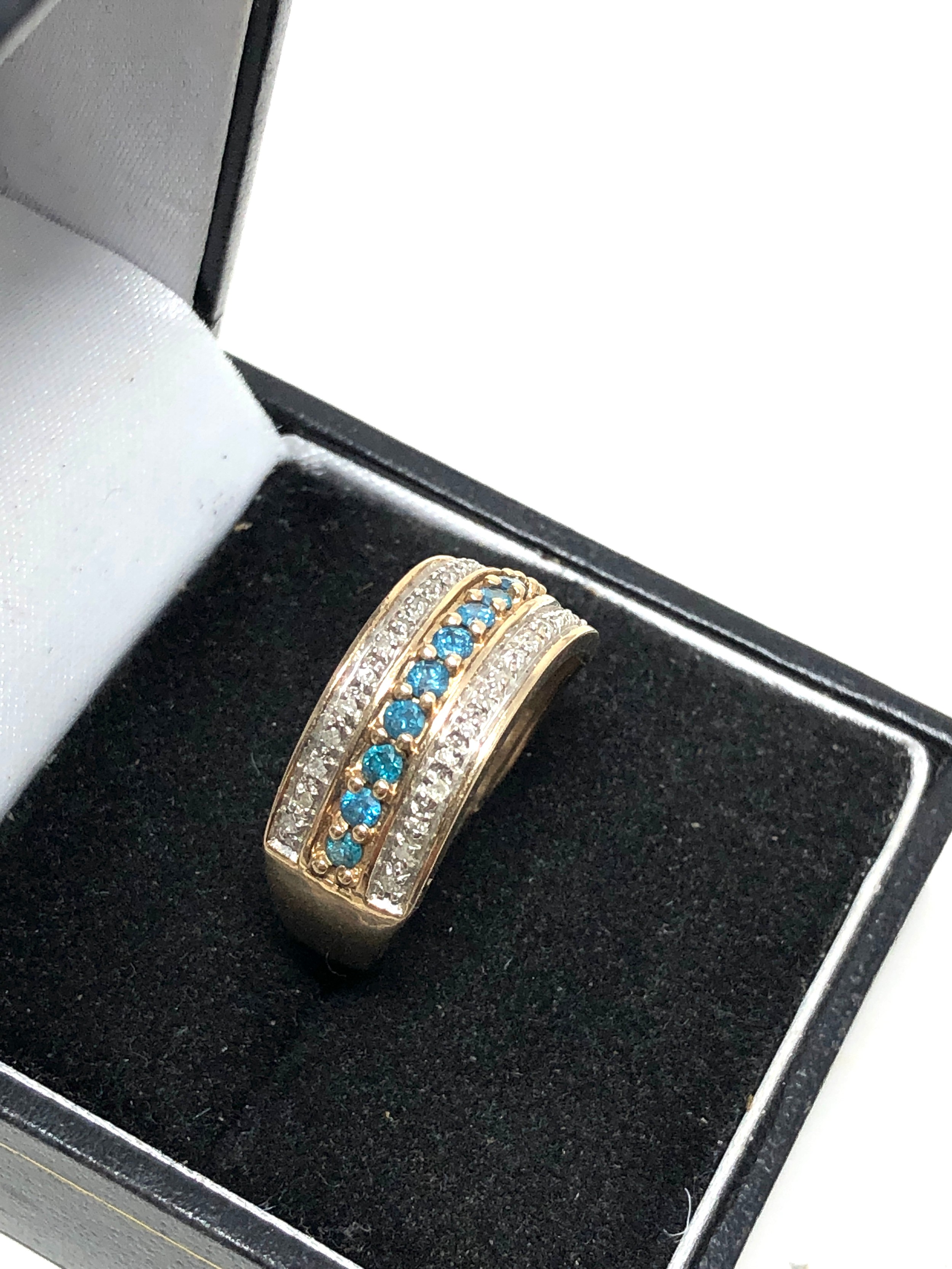 9ct gold diamond & topaz ring weight 2.9g - Image 2 of 4