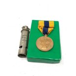 Boxed irish garda golden jubilee medal & dublin police whistle