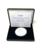 Boxed VE-DAY silver proof 5oz coin c.o.a