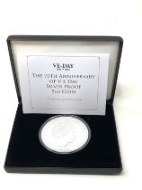 Boxed VE-DAY silver proof 5oz coin c.o.a