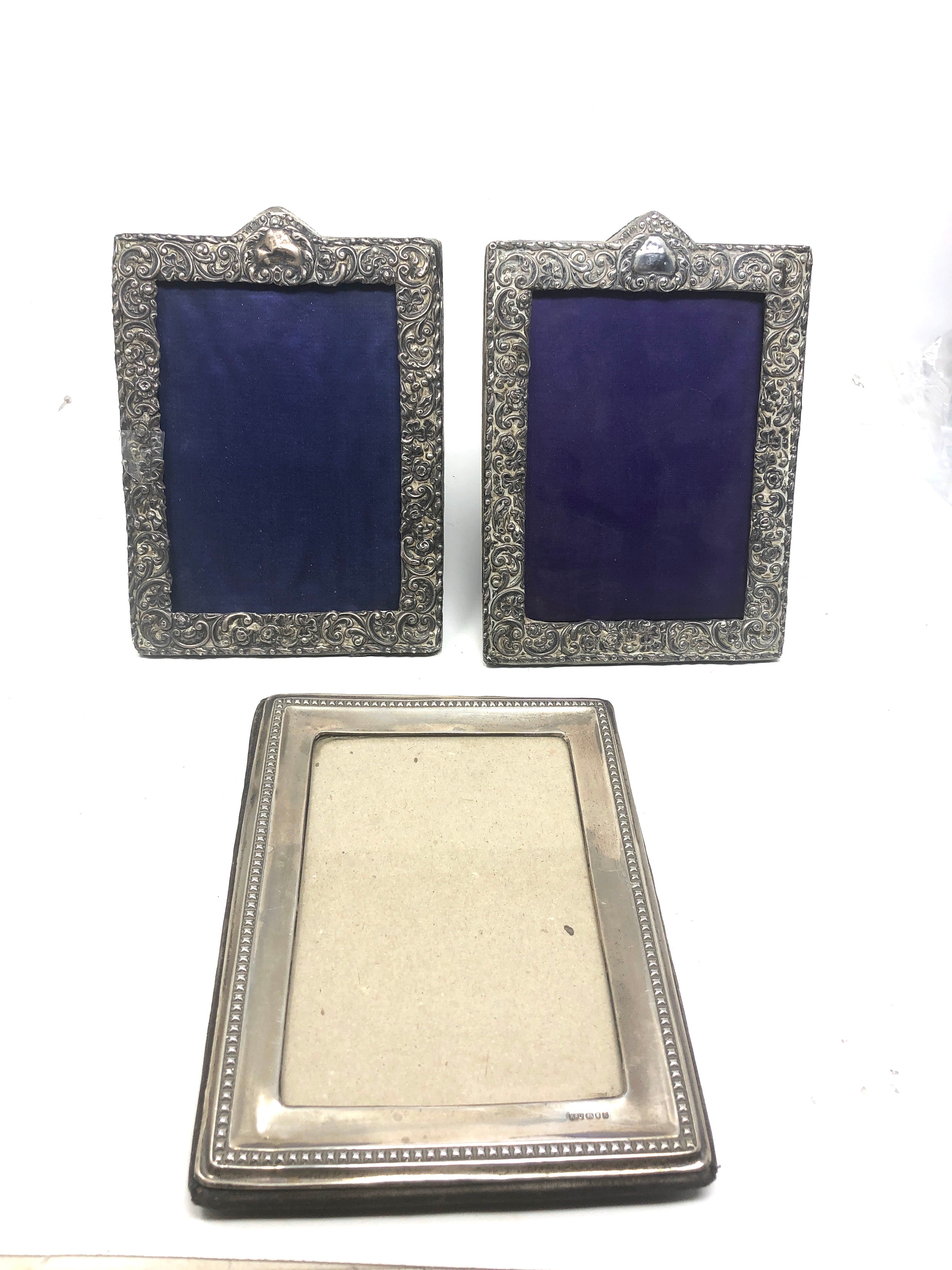 3 silver picture frames missing glass