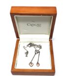 Fine Clogau Welsh gold on silver heart drop pendant necklace locket necklace Orig Box