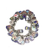 Vintage Sterling Silver Charm bracelet with enamel Souvenir, Flags 79g