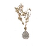 9ct gold diamond pendant necklace weight 2.4g