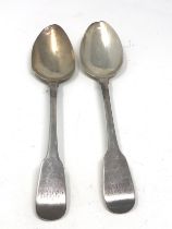 2 georgian silver serving spoons