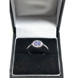 9ct white gold amethyst & diamond ring weight 2.8g