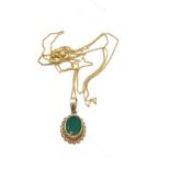9ct gold emerald pendant necklace emerald measures approx 7mm by 5mm weight 1.4g