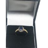 9ct gold diamond framed kyanite ring (1.9g)