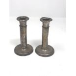 Pair of antique silver candlesticks birmingham silver hallmarks height approx 13cm