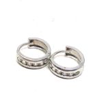 9ct white gold clear stone set earrings weight 2.6g