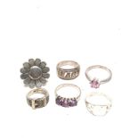 6 vintage silver rings
