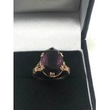 9ct gold amethyst solitaire ring (3.8g)